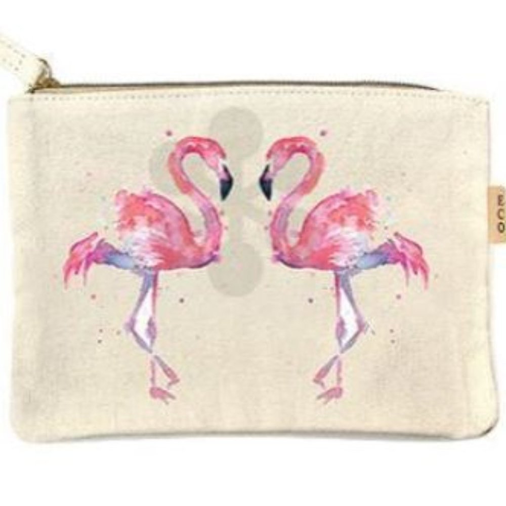 Canvas Flamingo Makeup Bag